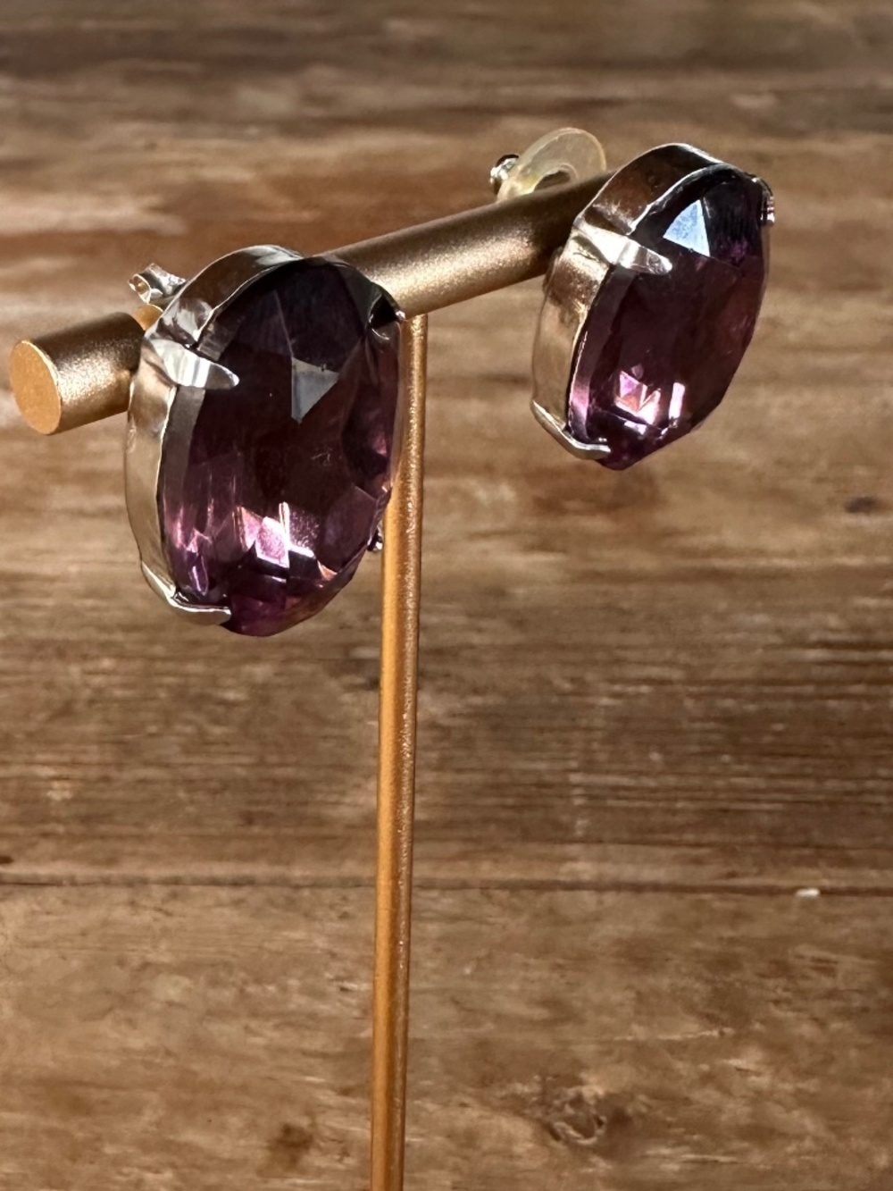 TOVA - Amethyst Purple Oval Earrings - Statement Chic - Picture 2 of 11